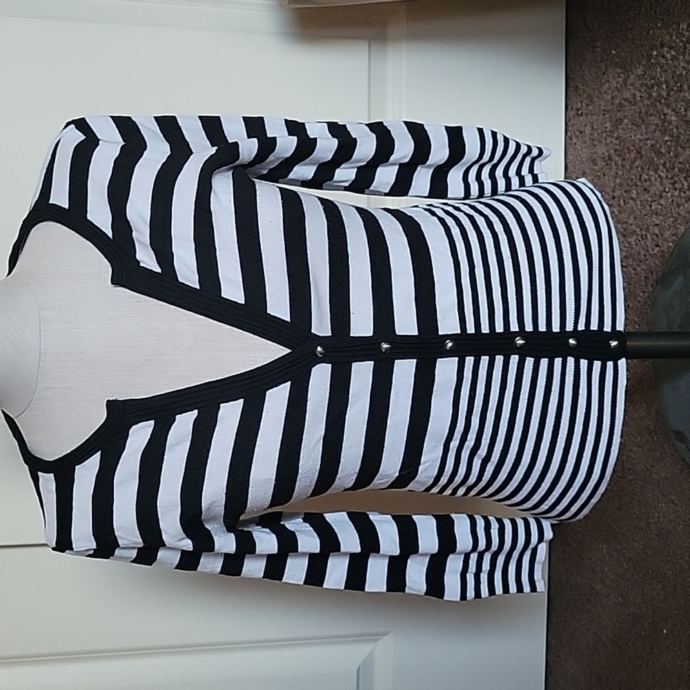 WHBM stripes snap cardigan